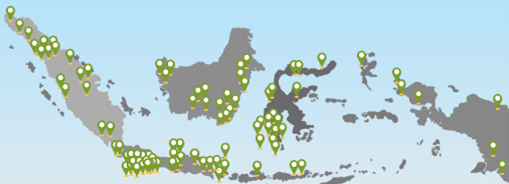 UpToDate map of our s::can water quality monitoring network in Indonesia. At the moment there are 91 stations all around the country. 